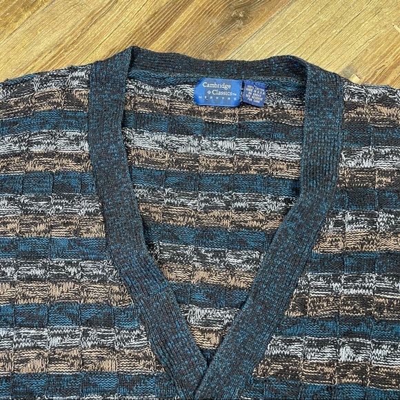 Vintage 90s Cambridge Classics For Mervyns Grandpa Cardigan Sweater Sz L - Picture 2 of 8